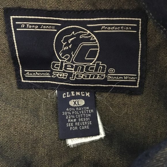 Clench Jeans Men Denim Jacket Size XL Blue Trucker - Picture 5 of 5